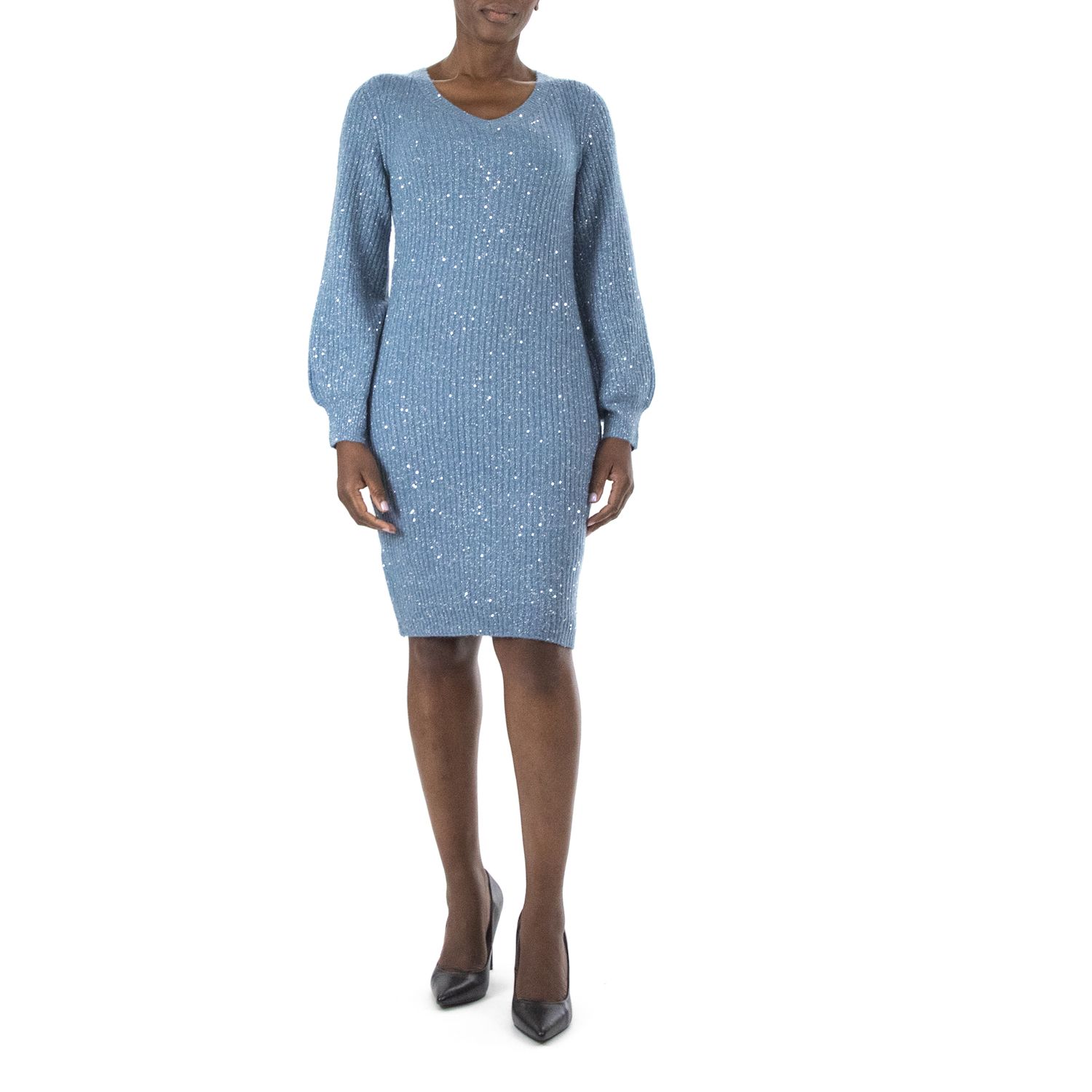 Women's Nina Leonard Sequin Sweater Dress